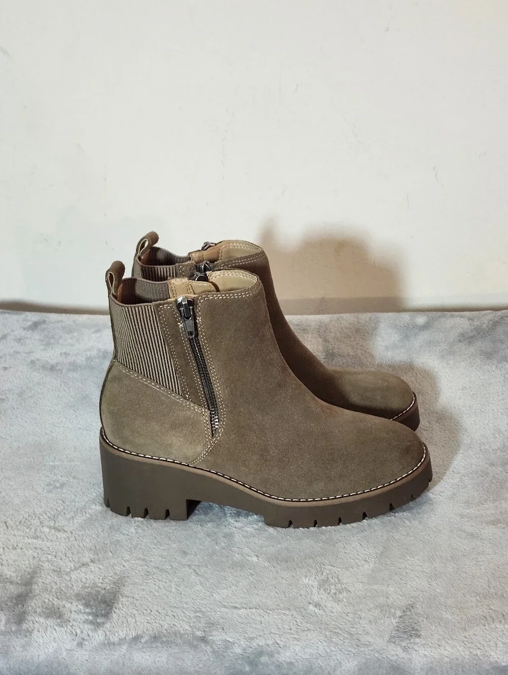 Blondo Damaris Waterproof Suede Booties Color: Taupe, Size: 6.5